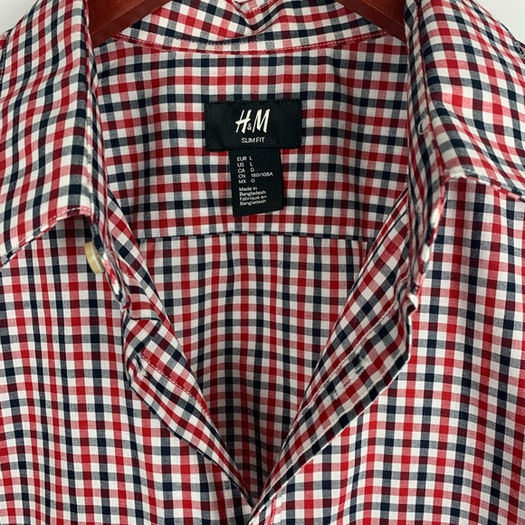 H & M Men’s Plaid Button Up Roll Sleeve Shirt L - Picture 3 of 4
